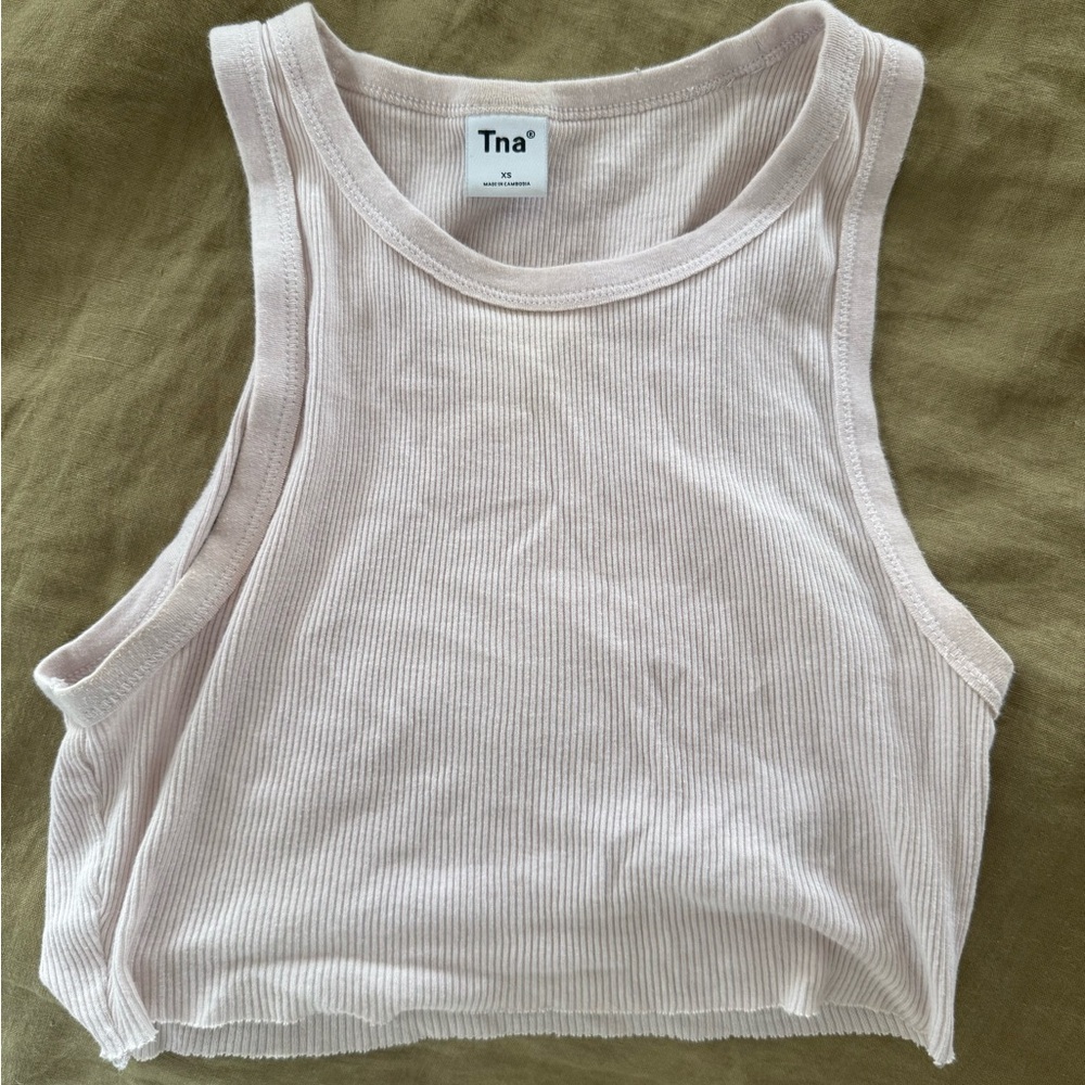 Aritzia TNA Women's Soft Pink Ribbed Tank Top